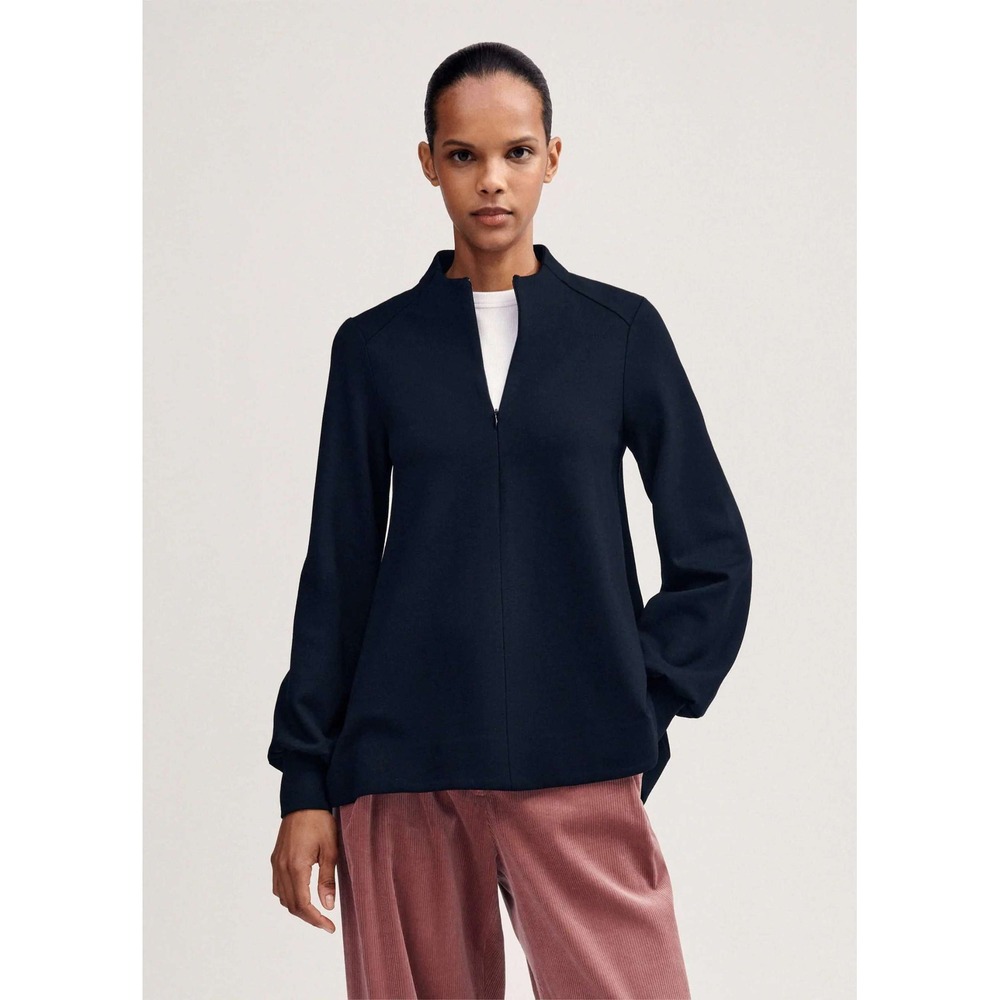 ME+EM Women's Black Travel Tailoring Balloon Sleeve Swing Top- US 12